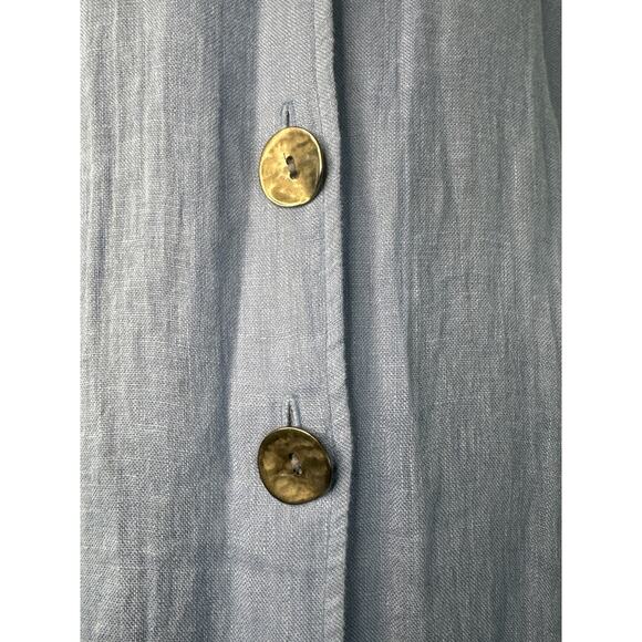 Caroline Rose Button-Down stand collar 100 % Tissue-Linen Shirt size large - Picture 10 of 11